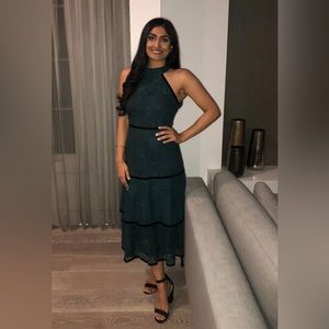 LULU’S Lace Halter Top Midi Wedding Dress Small Wishire Christmas New Year Party